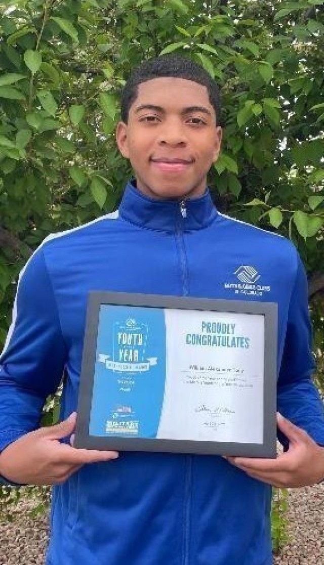 William Toney, son of Cpt. Lisa Toney, of 1st Space Brigade, U.S. Army Space and Missile Defense Command, recently won the Boys and Girls Club of America’s Military Youth of the Year award for Peterson Space Force Base. (Courtesy photo by Cpt. Lisa Toney/RELEASED