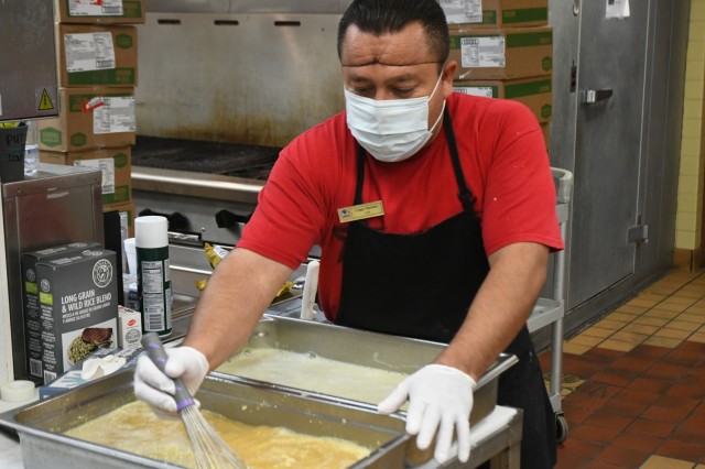 “It is a lot of food for just us, but it is easy, not too hard,” said Edgar Garcia, as he prepares more than 20 pounds of rice for the evening meal for soldiers working Project Convergence 2021.