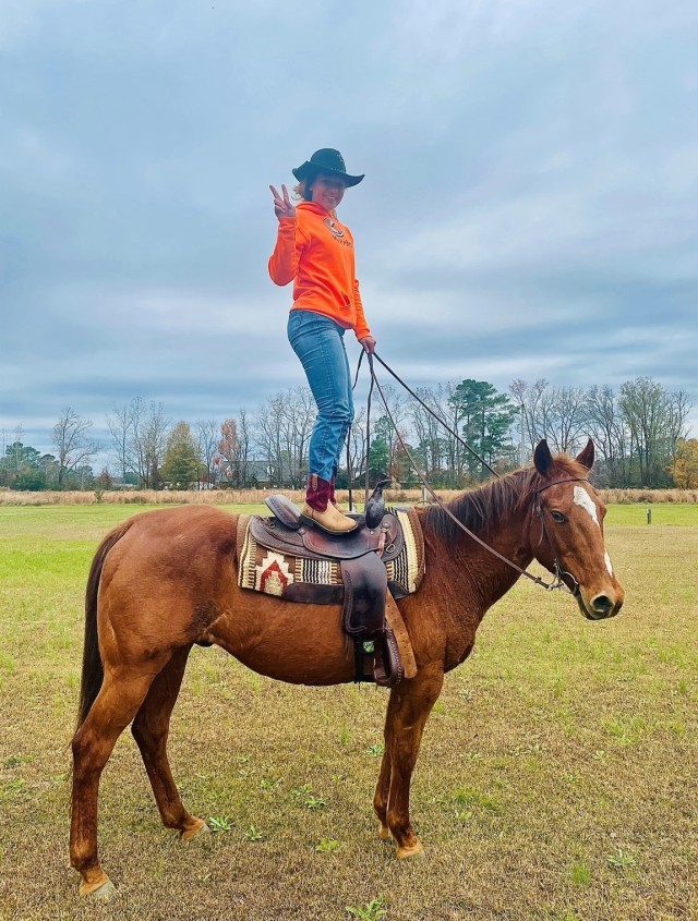 Keely Jones is a nursing student and Army ROTC Cadet at the University of North Carolina at Pembroke. She grew up on her family farm in Pembroke and loves riding horses. | Photo provided by Keely Jones.