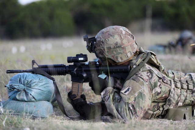 Sgt. 1st Class Alterek Blake, assigned to the 389th Combat Sustainment Support Battalion, conducts individual weapons qualification at Fort Hood, Texas, supported by observer coach/trainers from the 2nd Battalion, 337th Regiment, October 20, 2021. The 2-337 is one of three battalions, from the 85th Support Command, currently mobilized to Fort Hood in support of First Army’s 120th Infantry Brigade mission to train, coach and ready Army units ahead of overseas deployments.
(U.S. Army Reserve photo by Anthony L. Taylor)