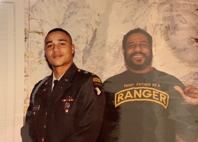 Maj. Gen. Robert Edmonson II and his father celebrate his graduation from Ranger School in 1991. Robert Edmonson was a Vietnam War Veteran and served for 20 years in the U.S. Army.