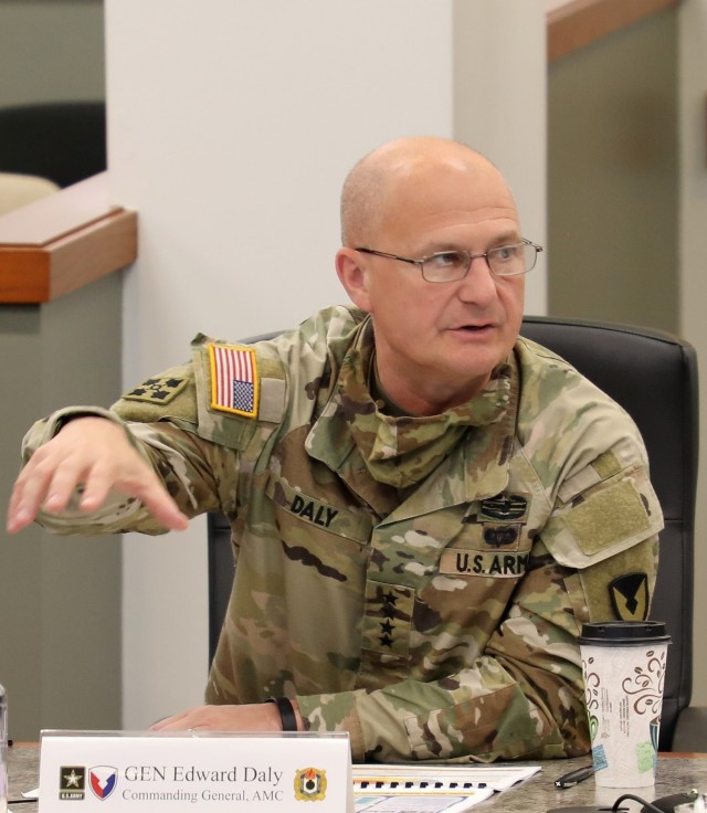 Gen. Ed Daly, Commander of U.S. Army Materiel Command and the service’s senior sustainer, provides guidance on the way forward for U.S. Army Joint Munitions Command at JMC’s update to Daly Oct. 27.