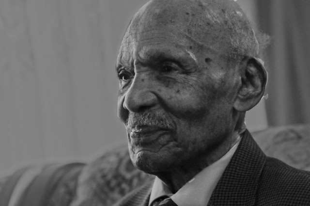 Retired Army Maj. Anthony Grant, who will celebrate his 102nd birthday in January, is one of the relatively few World War II veterans still alive. Born in Harlem and raised in St. Lucia during his youth, Grant was drafted in 1942 and served until 1963. Continuing to work for the government, he managed a number of commissaries in Europe and the U.S., and then took an administrative job at Langley Air Force Base. Grant’s passions these days are spending time with family, traveling and reading.  He said he also enjoys outdoor walks every other day.  (U.S. Army photo by T. Anthony Bell)