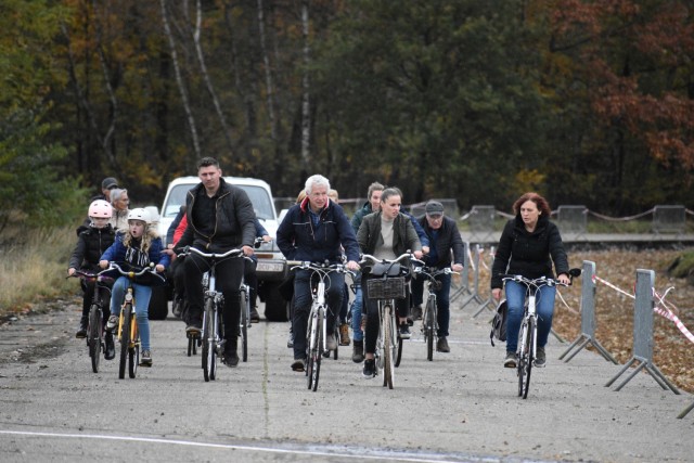 Cyclists following a slipjacht (Dutch for "drag hunt") enter the airstrip at Army Prepositioned Stock (APS-2) Site Zutendaal near the Belgian Limburg town of Zutendaal Oct. 31, 2021. The event was part of the 50th anniversary of the Saint Hubertus...