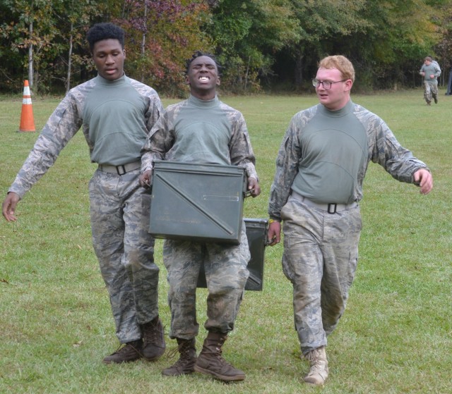 Cadets from Northside High School complete the weight carry portion of the Physical Team Test during JROTC Raider Nationals All-Service competition at the Gerald Lawhorn Boy Scout Camp in Molena, Georgia, Nov. 5. Cadets from across the services and the country competed in the All-Service competition. (Photo by Michael Maddox, U.S. Army Cadet Command Public Affairs)