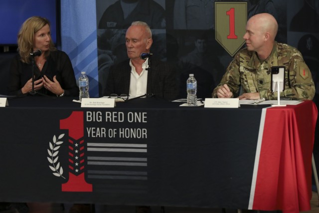 Theresa Bramlage, program director of the R2 B4 Bramlage Foundation and treasurer of the board, speaks during a Leadership Professional Development panel Nov. 10, 2021, at Fort Riley, Kansas. The 1st Infantry Division and Fort Riley hosted the...