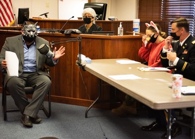 The Fort Leonard Wood Office of the Staff Judge Advocate hosts a mock lawsuit Friday in the SJA courtroom to help teach a little about the judicial branch of the government to 250 fourth- and fifth-graders from Laquey and Wood elementary schools,...