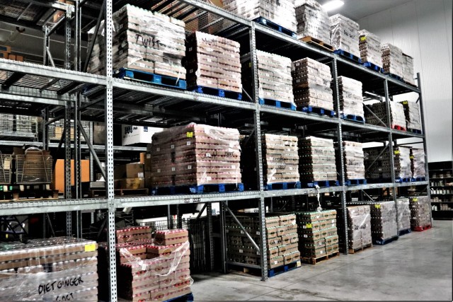 Stored food items are shown Oct. 14, 2021, at the warehouse for the Fort McCoy Logistics Readiness Center Food Program Management Office and Supply Subsistence Management Office in building 490 at Fort McCoy, Wis. The installation’s food-service...