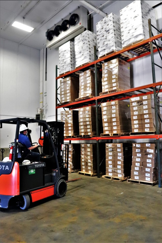 Heavy equipment and forklift operator Davey Stutts with Taylors International Services Inc. assists in moving food pallets Oct. 14, 2021, while supporting the Fort McCoy Logistics Readiness Center (LRC) Food Program Management Office and LRC...