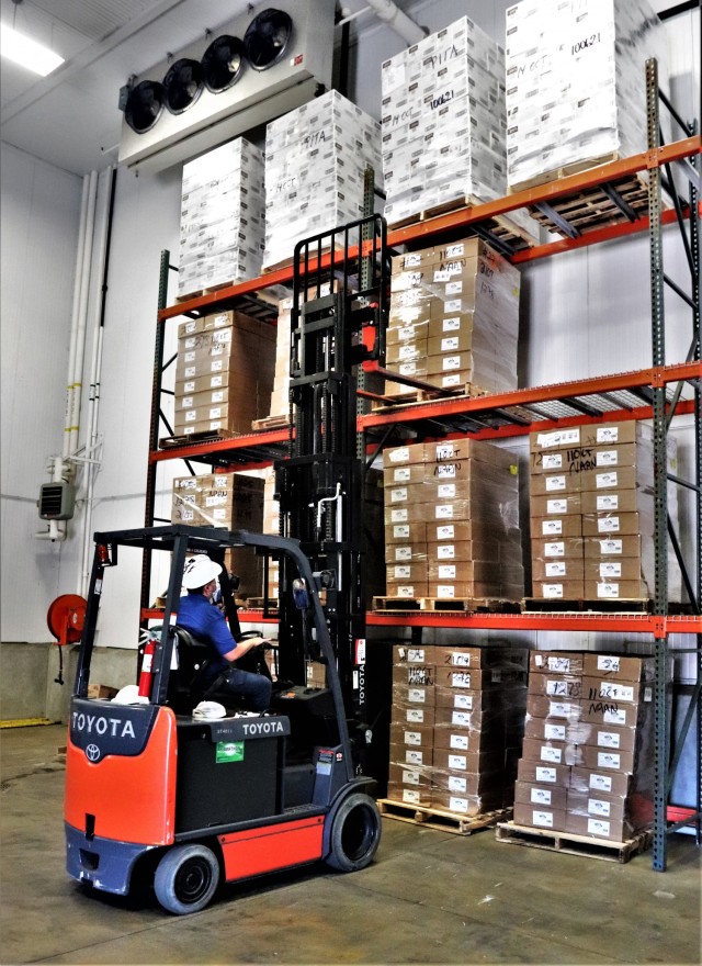 Heavy equipment and forklift operator Davey Stutts with Taylors International Services Inc. assists in moving food pallets Oct. 14, 2021, while supporting the Fort McCoy Logistics Readiness Center (LRC) Food Program Management Office and LRC...