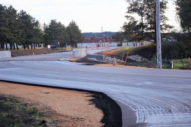 The area of construction operations is shown at a bridge area on South J Street on Oct. 21, 2021, where a new bridge was built on the street at Fort McCoy, Wis. The new bridge was built over Tarr Creek on the installation’s cantonment area. Fort...