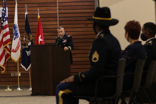 Staff Sgt. Roderick Armstrong, Brigade Paralegal NCO, 1st Cavalry Division Sustainment Brigade, was awarded the Sgt. Eric L. Coggins Award for Excellence by The Judge Advocate General of the United States Army, Lt. Gen. Stuart Risch, Nov. 15, in a ceremony at Fort Hood’s Mission Training Complex.