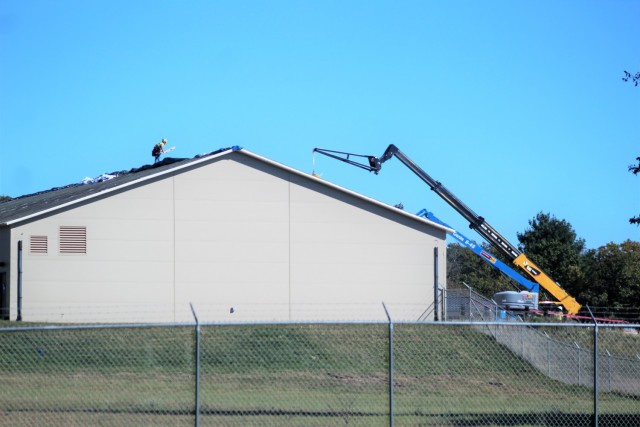 Construction on a new $7.03 million shipping, receiving, and mail freight facility is shown Oct. 18, 2021, at Fort McCoy, Wis. The construction for the facility included the requirement of a pre-engineered metal building that has an estimated...