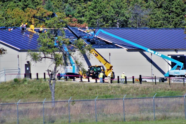 Construction on a new $7.03 million shipping, receiving, and mail freight facility is shown Oct. 18, 2021, at Fort McCoy, Wis. The construction for the facility included the requirement of a pre-engineered metal building that has an estimated...