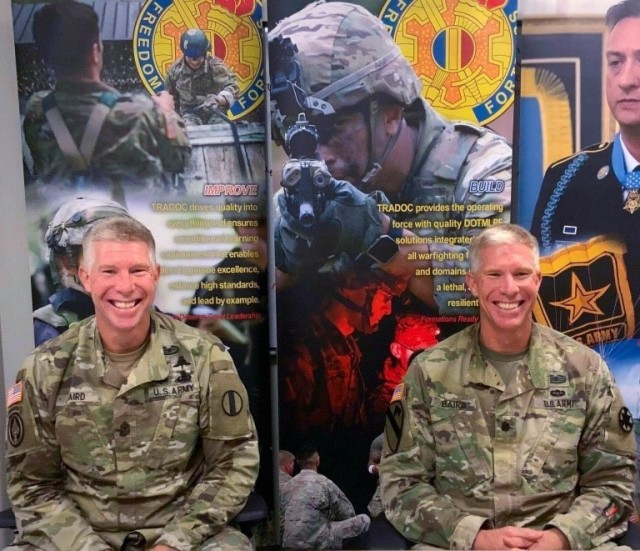 Sgt. Maj. Thomas, TJ, Baird, G-3/5/7, U.S. Army Training and Doctrine Command, and Lt. Col. Derek Baird, fire support trainer, National Training Center, sat down for an interview on Army leadership on October 4, 2021.