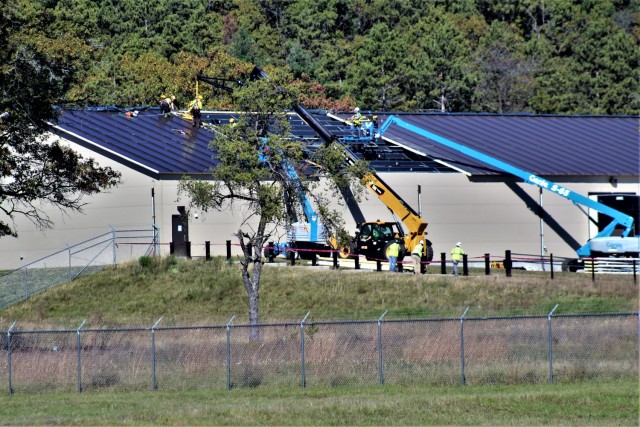 Construction on a new $7.03 million shipping, receiving, and mail freight facility is shown Oct. 18, 2021, at Fort McCoy, Wis. The construction for the facility included the requirement of a pre-engineered metal building that has an estimated...