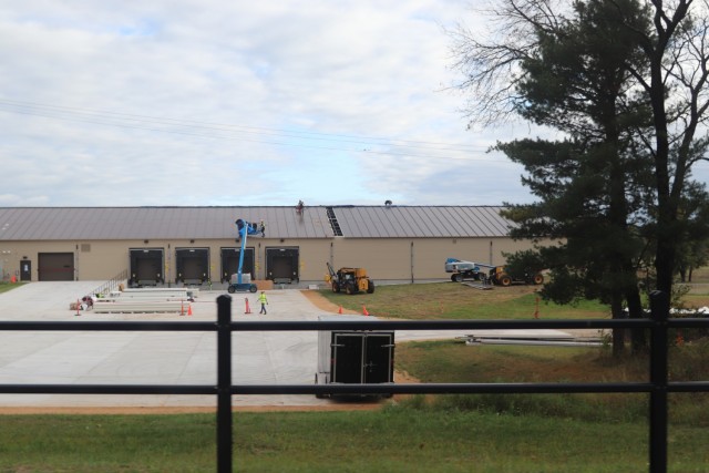 Construction on a new $7.03 million shipping, receiving, and mail freight facility is shown Oct. 4, 2021, at Fort McCoy, Wis. The construction for the facility included the requirement of a pre-engineered metal building that has an estimated...