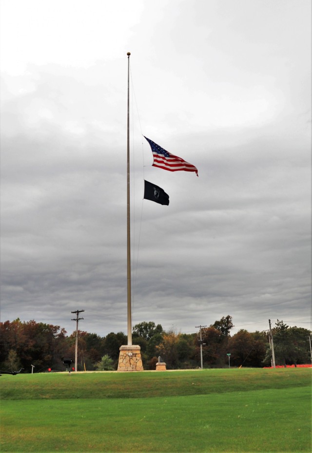The U.S. flag is shown flying at half-staff Oct. 13, 2021, as a mark of respect to the memory of retired Gen. Edward C. Meyer, the 29th chief of staff of the U.S. Army, at Fort McCoy, Wis. In 1979, Meyer was promoted to general and then served as...