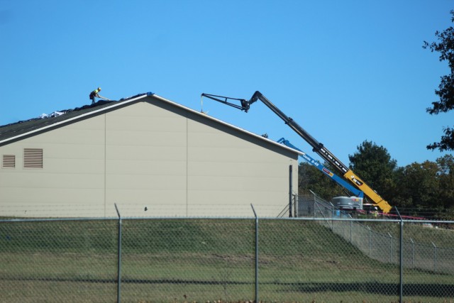 Construction on a new $7.03 million shipping, receiving, and mail freight facility is shown Oct. 18, 2021, at Fort McCoy, Wis. The construction for the facility included the requirement of a pre-engineered metal building that has an estimated...
