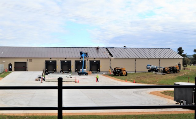 Construction on a new $7.03 million shipping, receiving, and mail freight facility is shown Oct. 4, 2021, at Fort McCoy, Wis. The construction for the facility included the requirement of a pre-engineered metal building that has an estimated...