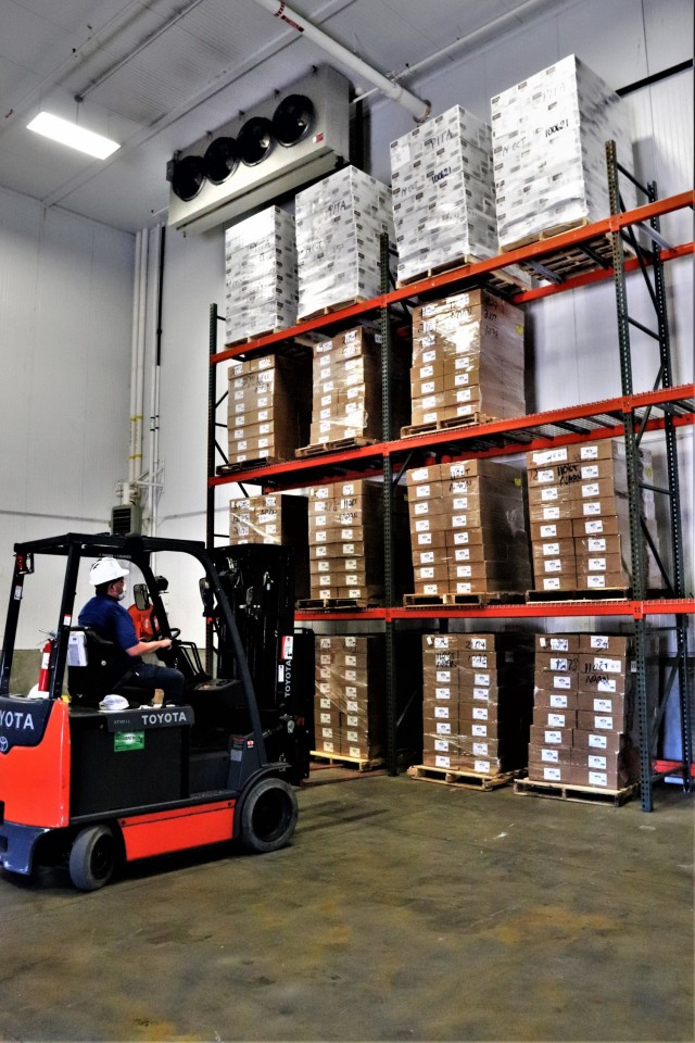 Heavy equipment and forklift operator Davey Stutts with Taylors International Services Inc. assists in moving food pallets Oct. 14, 2021, while supporting the Fort McCoy Logistics Readiness Center (LRC) Food Program Management Office and LRC...