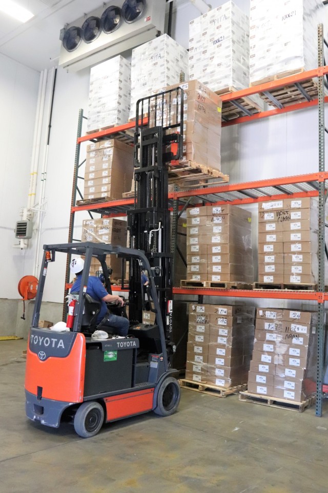 Heavy equipment and forklift operator Davey Stutts with Taylors International Services Inc. assists in moving food pallets Oct. 14, 2021, while supporting the Fort McCoy Logistics Readiness Center (LRC) Food Program Management Office and LRC...