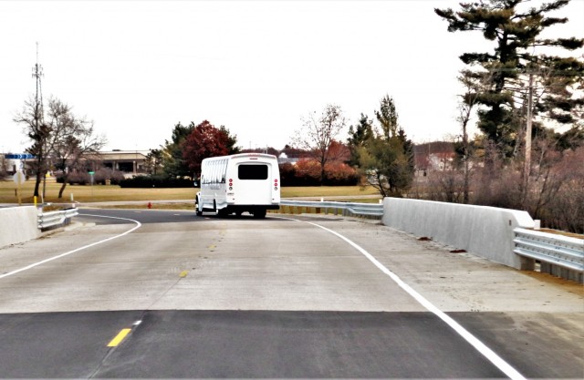 The area of construction operations is shown at a bridge area on South J Street on Nov. 15, 2021, where a new bridge was built on the street at Fort McCoy, Wis. The new bridge was built over Tarr Creek on the installation’s cantonment area. Fort...