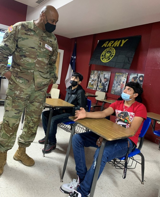 SGM Mack and Joel C. Harris Middle School Leadership Officer Training Corps student