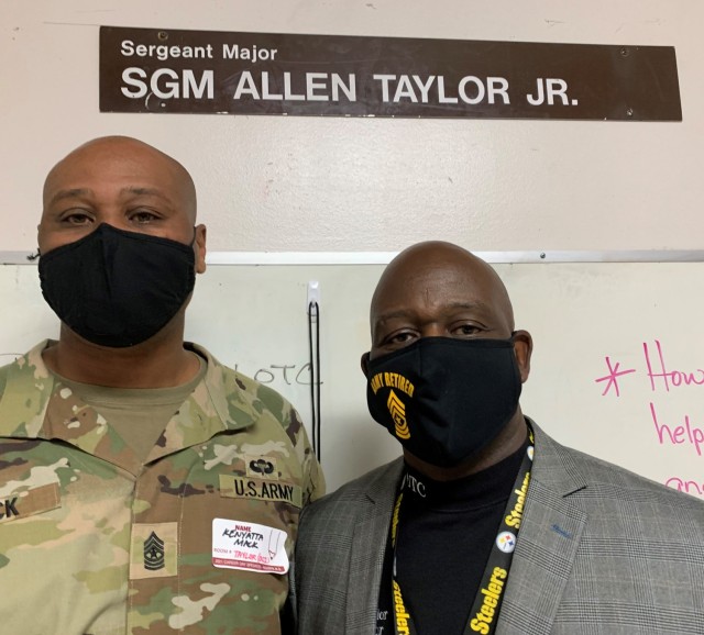 SGM Kenyatta Mack and SGM (Ret.) Allen Taylor, Jr.