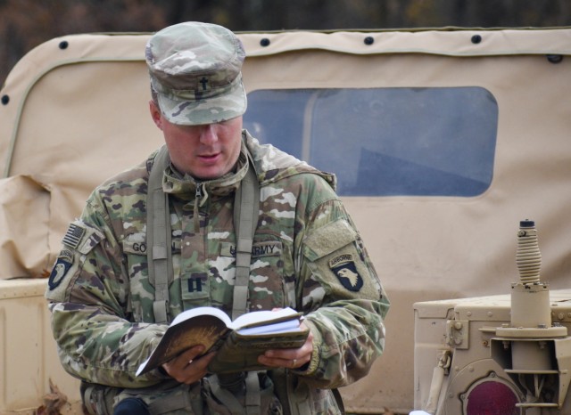 Sustainment Brigade Chaplain Provides Religious Support during Division Training Density Exercise