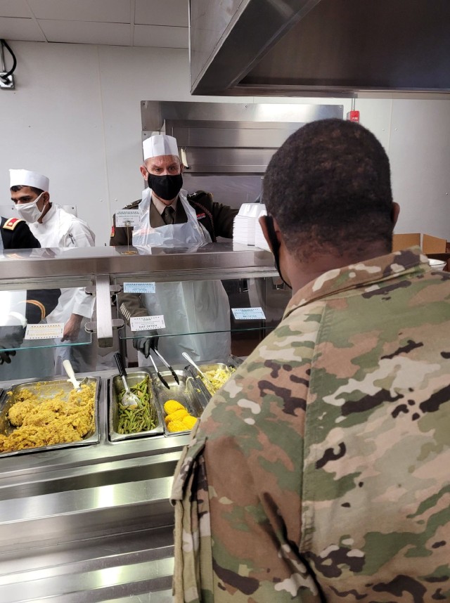 U.S. Army Maj. Gen. Charles D. Costanza, Commanding General of the 3rd Infantry Division serves Soldiers at the Marne Bistro’s Thanksgiving luncheon at Fort Stewart, Georgia, Nov. 23, 2021. Leaders from across the 3rd ID came together to put...