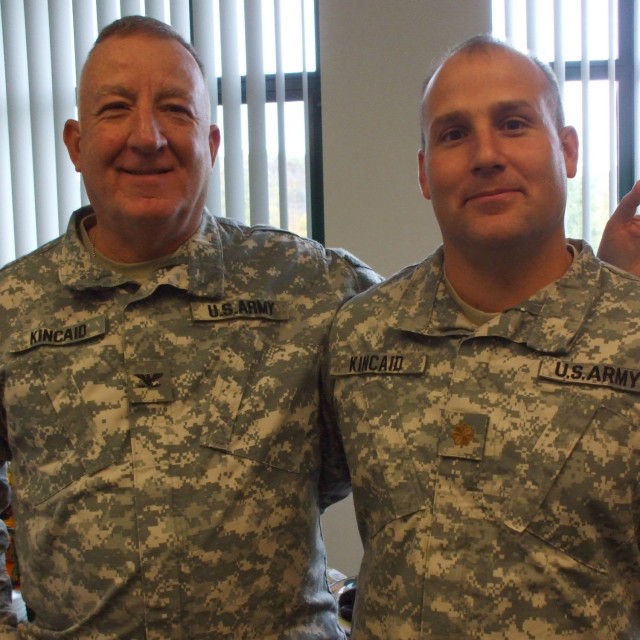 Many fathers can only dream that their children will follow in their footsteps. But for Col. Robert J. Kincaid Jr., (right) he turned this dream into a reality for his dad.

Kincaid Jr., the current commander of the 111th Theater Engineer Brigade, is in the exact same spot that his father was 18 years ago – commanding the 111th while deployed to the Central Command Area of Operations. 

Col. (Ret.) Robert J. Kincaid Sr. (left) was the commander of the then 111th Engineer Group during a deployment to the Middle East in 2003.