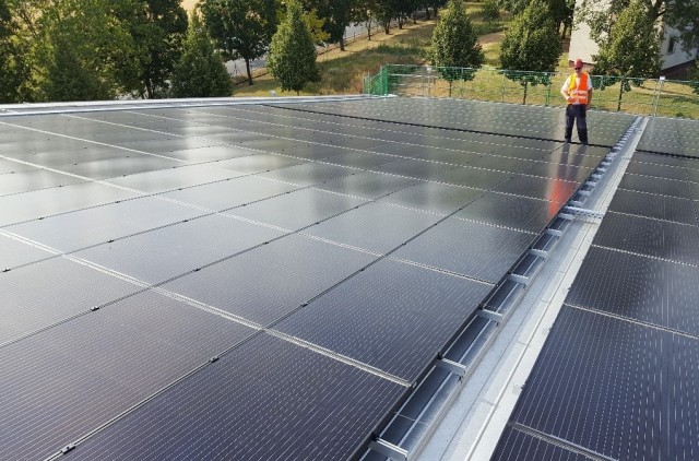 New solar panels near the airfield reduces glint-glare for incoming aircraft.