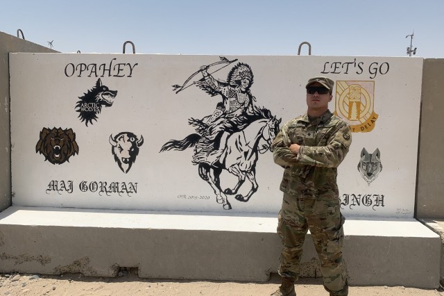 Spc. Justin Locklear during his deployment to Kuwait in 2020 with the Army National Guard. Locklear was away for a year from being an Army ROTC Cadet and studying criminal justice at the University of North Carolina at Pembroke. | Photo Provided by Cadet Justin Locklear