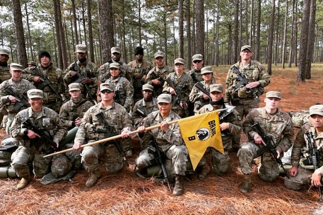 Cadet Justin Locklear with fellow University of North Carolina at Pembroke Army ROTC Cadets during a field training exercise (FTX) at Fort Bragg, N.C. | Photo Provided by Cadet Justin Locklear