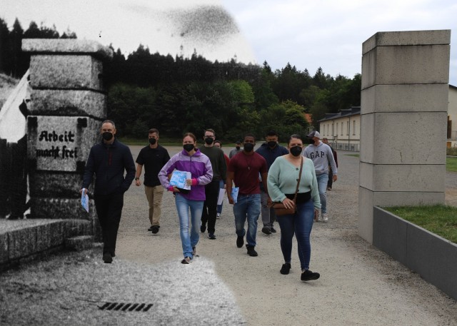 V Corps Soldiers leave Flossenburg Concentration Camp after the Chaplain section for V Corps hosted “Flossenburg Concentration Camp: A Lesson to Remember '' Sept. 17, 2021. V Corps' Chaplain Section provided the tour to create an...