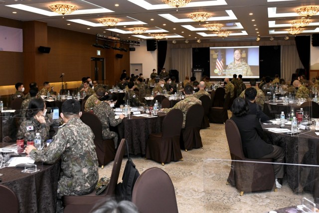 Soldiers and civilians from across Eighth Army’s Judge Advocate General's offices joined their Republic of Korea Army counterparts at the annual International Symposium on Security and Military Law held at the ROK Ministry of National Defense in Yongsan, Seoul, South Korea, Nov. 24, 2021.