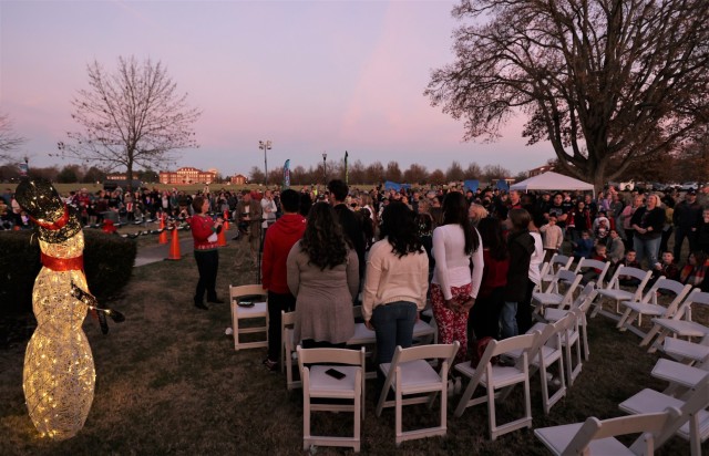 Hundreds attend the annual Fort Knox Christmas tree lighting ceremony Dec. 2, 2021 where the Fort Knox Community Schools Choir gave a live performance of holiday music.