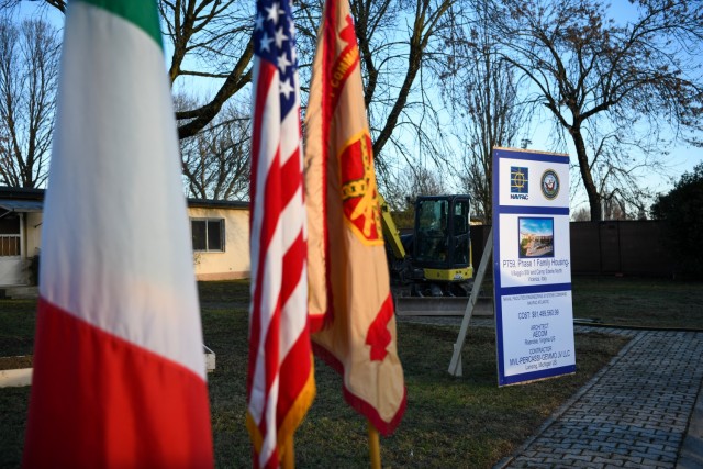 U.S. Army Garrison Italy hosts a ceremonial groundbreaking for Vicenza's Army Family Housing construction program in Vicenza, Italy, Dec. 6, 2021. Vicenza's construction program is the Army’s current largest housing investment program valued at $373 million. (U.S. Army photo by Maria Cavins)