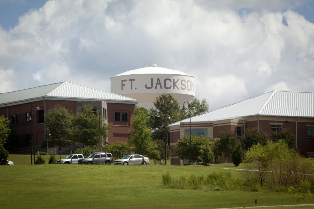 A photo of the Fort Jackson water tower