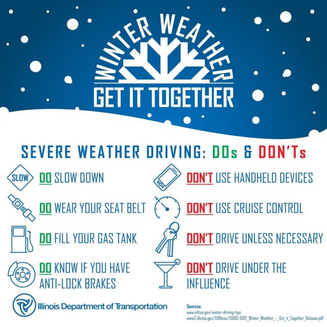 Winter driving conditions can intimidate many drivers, but properly preparing for adverse weather and the dangers that come with it can make navigating roads safer and less stressful. (Courtesy of Illinois Department of Transportation)