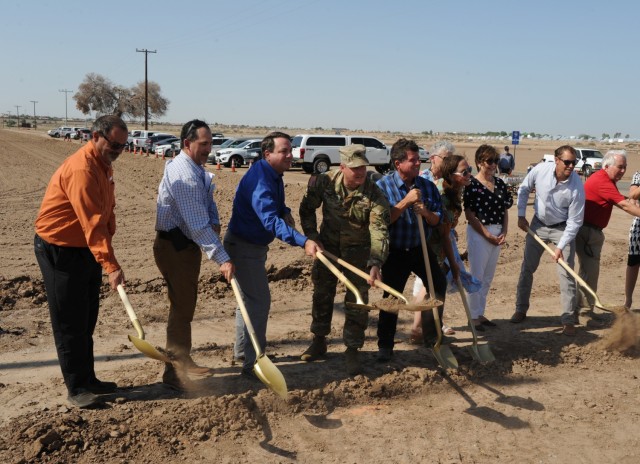 In early August, U.S. Army Yuma Proving Ground (YPG) Commander Col. Patrick McFall participated in a groundbreaking ceremony that kicked off this phase of lane expansion. Also at the event was YPG Command Sgt. Maj. Herbert Gill, former YPG Commander Ross Poppenberger, and numerous elected officials from local city, county, and state government. Among these were Yuma County Supervisor Darren Simmons and State Representatives Tim Dunn and Joanne Osborne, all of whom represent districts that YPG is in. Also present were Yuma Mayor Douglas Nicholls and Deputy Mayor Gary Knight; San Luis Vice Mayor Matias Rosales; Yuma County Supervisors Jonathan Lines, Lynne Pancrazi, and Martin Porchas; and State Representatives Charlene Fernandez and Joel John.