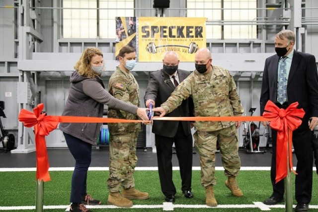 Officials at Fort Belvoir cut a ribbon, opening Specker Human Performance Center. ...