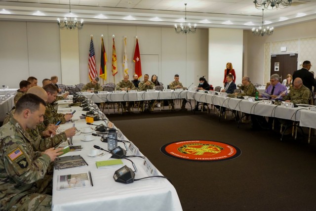 U.S. Army Garrison Wiesbaden and U.S. Army Europe & Africa teams meet Dec. 8 at Clay Kaserne for the FY22 Installation Planning Board to discuss, collaborate and plan the next year’s installation priorities with stakeholders across the garrison.