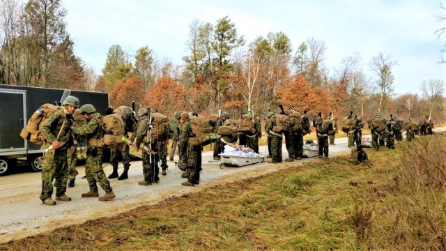 Marines with the 6th Marine Division of Camp Lejeune, N.C., participate in training Dec. 1, 2021, in the Cold-Weather Operations Course (CWOC) Class 22-01 at Fort McCoy, Wis. More than 150 Marines participated in the course that was temporarily...