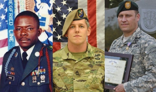 Sgt. 1st Class Alwyn Cashe, Sgt. 1st Class Christopher Celiz and Master Sgt. Earl Plumlee will receive the Medal of Honor on Dec. 16, 2021 in a White House ceremony.  