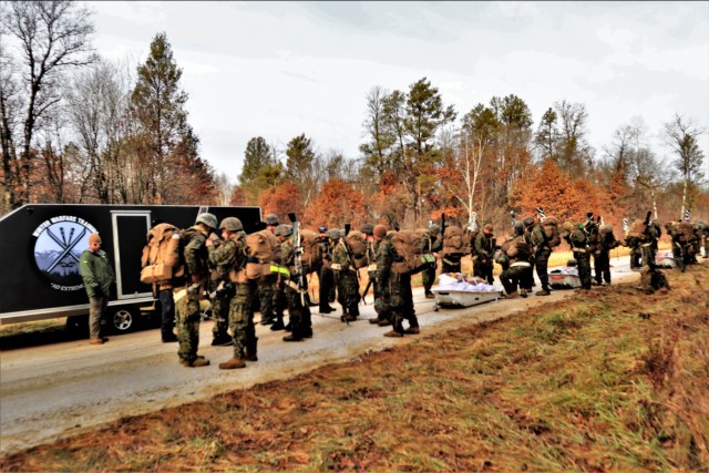 Marines with the 6th Marine Regiment of Camp Lejeune, N.C., participate in training Dec. 1, 2021, in the Cold-Weather Operations Course (CWOC) Class 22-01 at Fort McCoy, Wis. More than 150 Marines participated in the course that was temporarily...