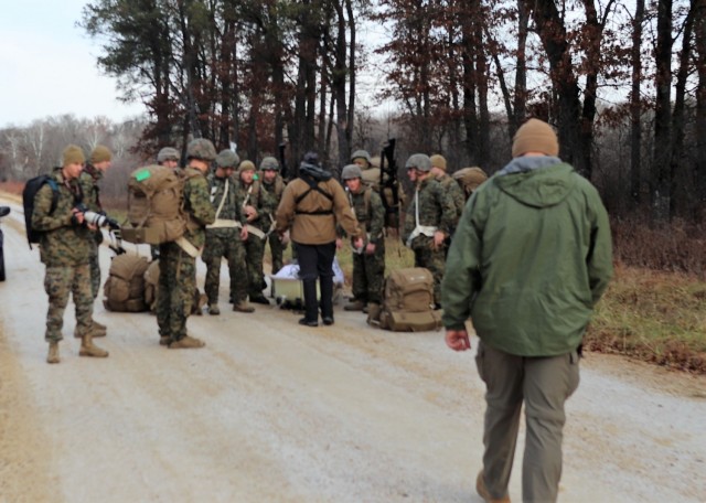 Marines with the 6th Marine Regiment of Camp Lejeune, N.C., participate in training Dec. 1, 2021, in the Cold-Weather Operations Course (CWOC) Class 22-01 at Fort McCoy, Wis. More than 150 Marines participated in the course that was temporarily...
