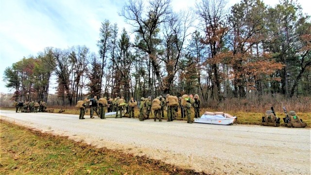Marines with the 6th Marine Division of Camp Lejeune, N.C., participate in training Dec. 1, 2021, in the Cold-Weather Operations Course (CWOC) Class 22-01 at Fort McCoy, Wis. More than 150 Marines participated in the course that was temporarily...