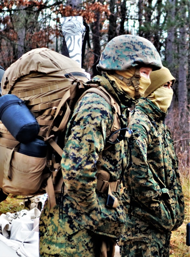 Marines with the 6th Marine Regiment of Camp Lejeune, N.C., participate in training Dec. 1, 2021, in the Cold-Weather Operations Course (CWOC) Class 22-01 at Fort McCoy, Wis. More than 150 Marines participated in the course that was temporarily...